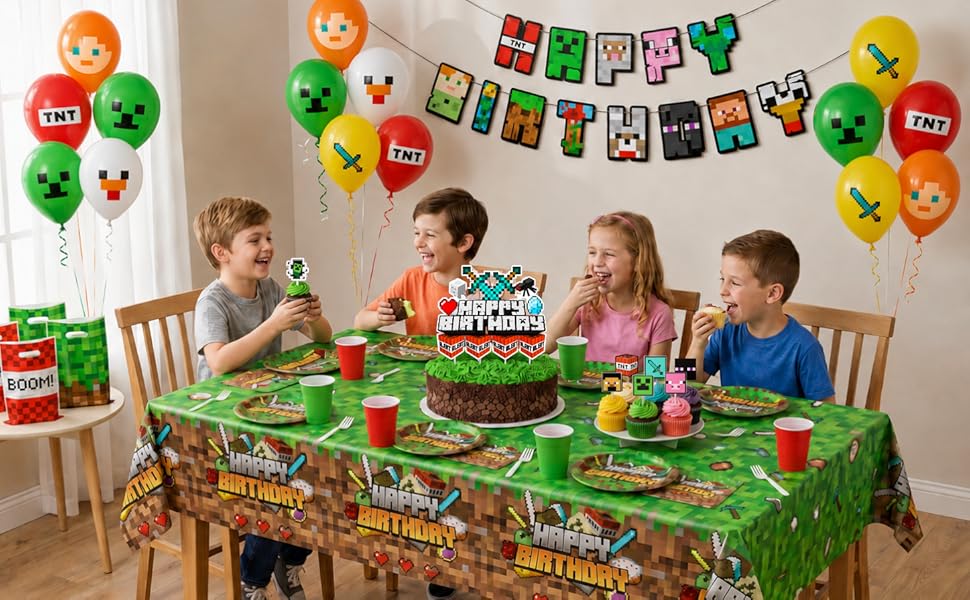 HappySet™ Pixel Birthday Party Decorations Kit with Banner
