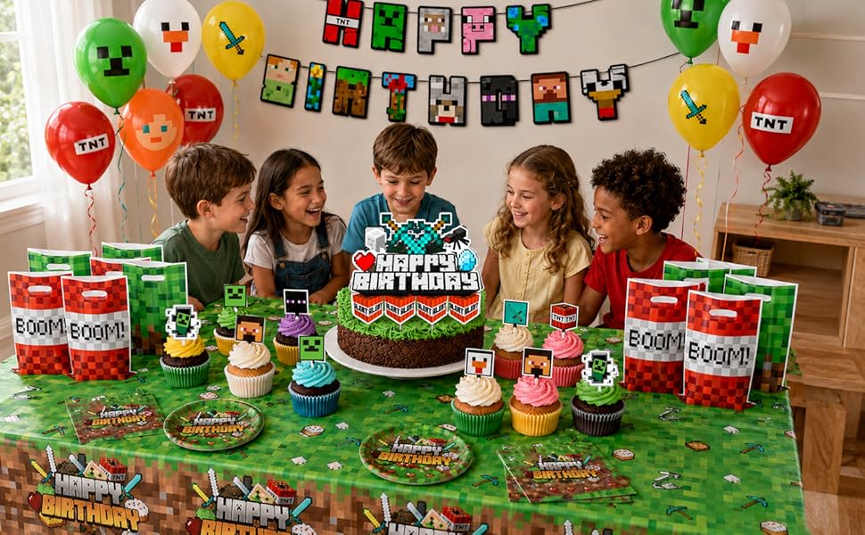 HappySet™ Pixel Birthday Party Decorations Kit with Banner