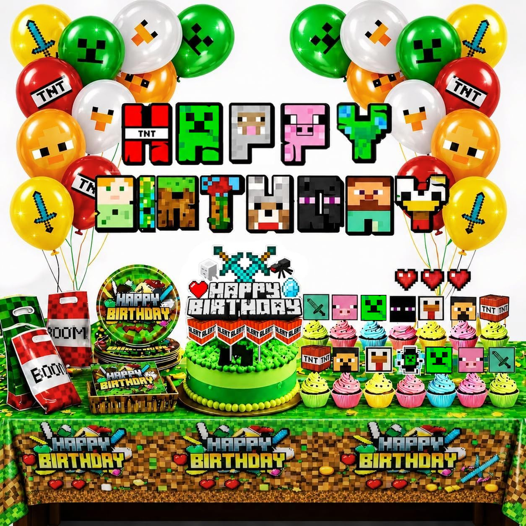 HappySet™ Pixel Birthday Party Decorations Kit with Banner