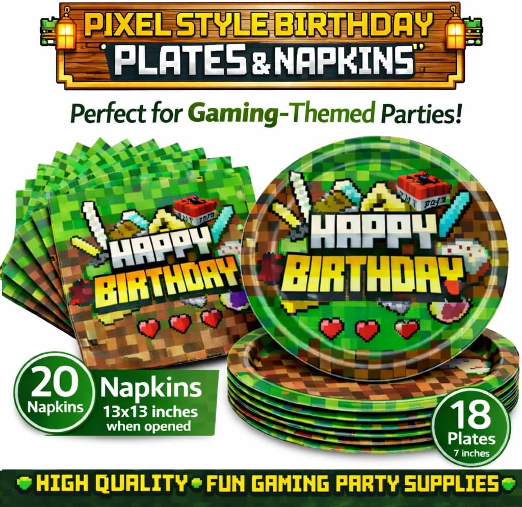 HappySet™ Pixel Birthday Party Decorations Kit with Banner