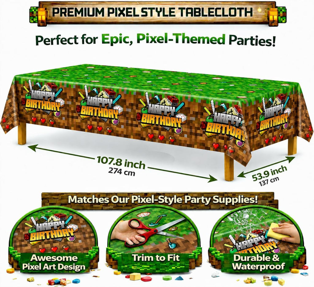 HappySet™ Pixel Birthday Party Decorations Kit with Backdrop