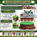 HappySet™ Pixel Birthday Party Decorations Kit with Backdrop