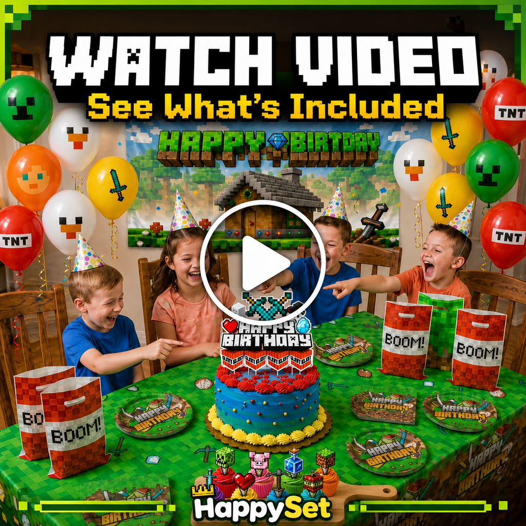 HappySet™ Pixel Birthday Party Decorations Kit with Backdrop